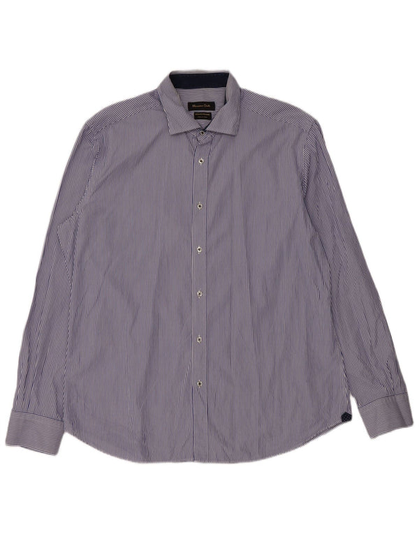MASSIMO DUTTI Camicia Uomo XL Blu Gessato