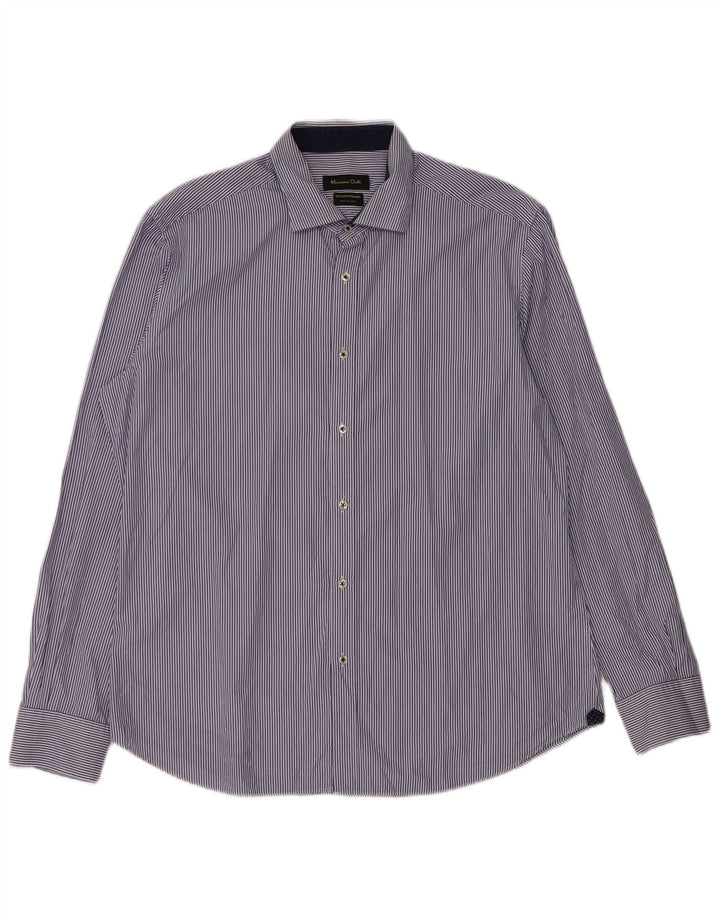 MASSIMO DUTTI Camicia Uomo XL Blu Gessato