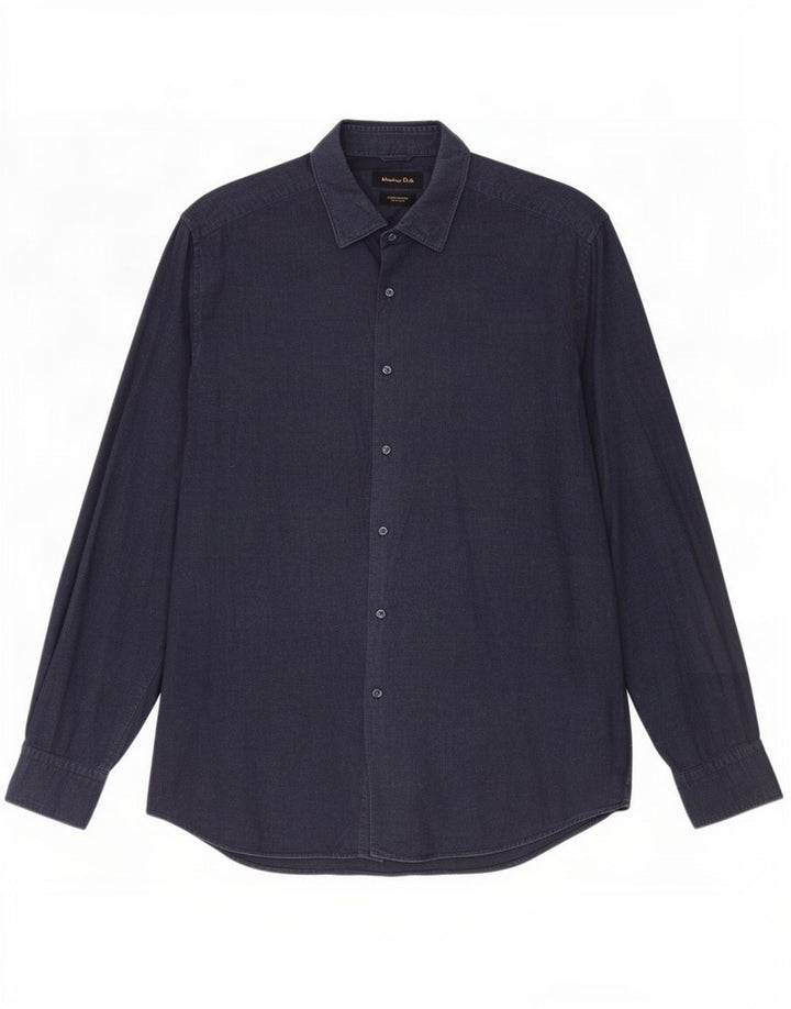 Camicia da uomo Massimo Dutti XL in cotone blu navy