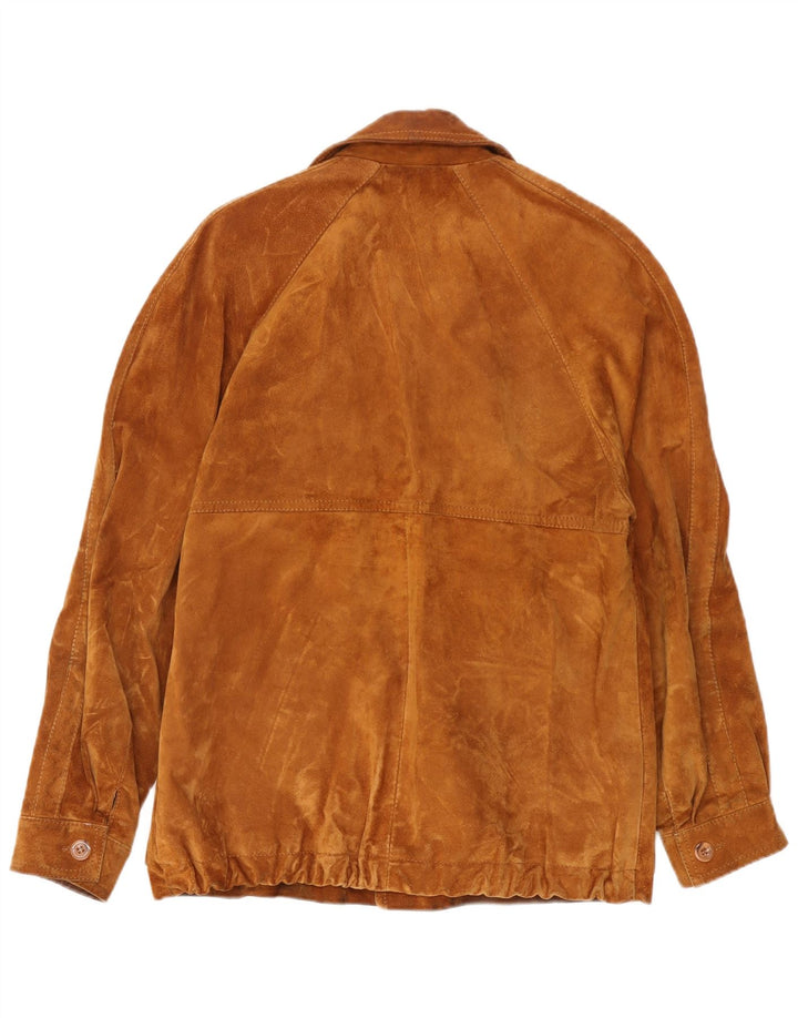 Giacca vintage in pelle scamosciata da uomo IT 50 Large Beige