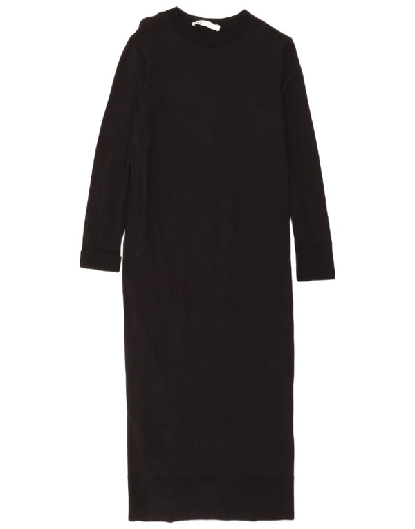Abito maglione a maniche lunghe da donna Zara UK 8 Small in viscosa nera