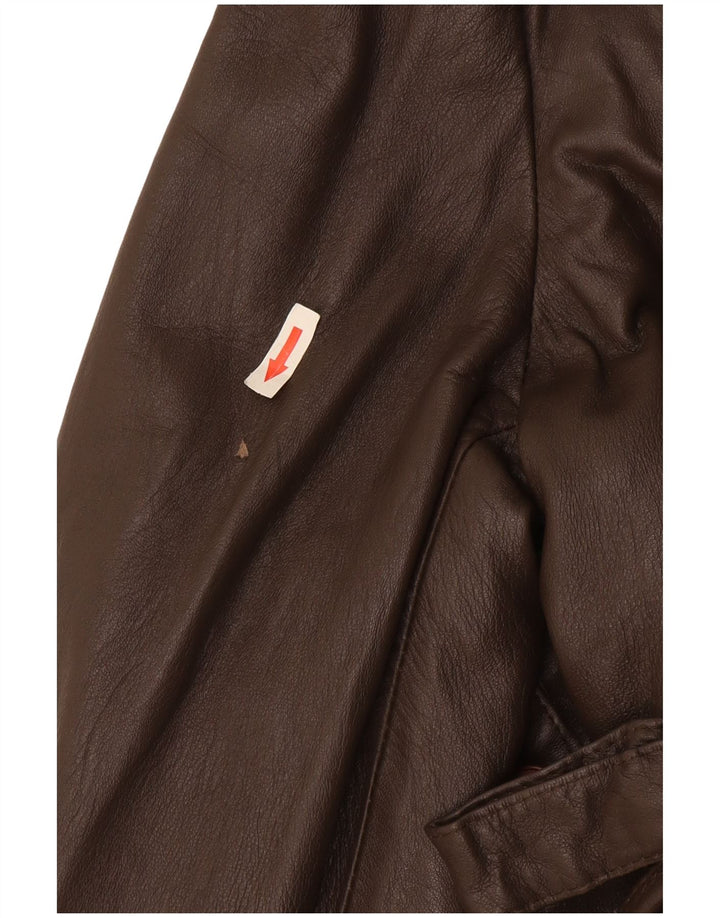 Giacca in pelle da donna vintage IT 46 grande in pelle marrone