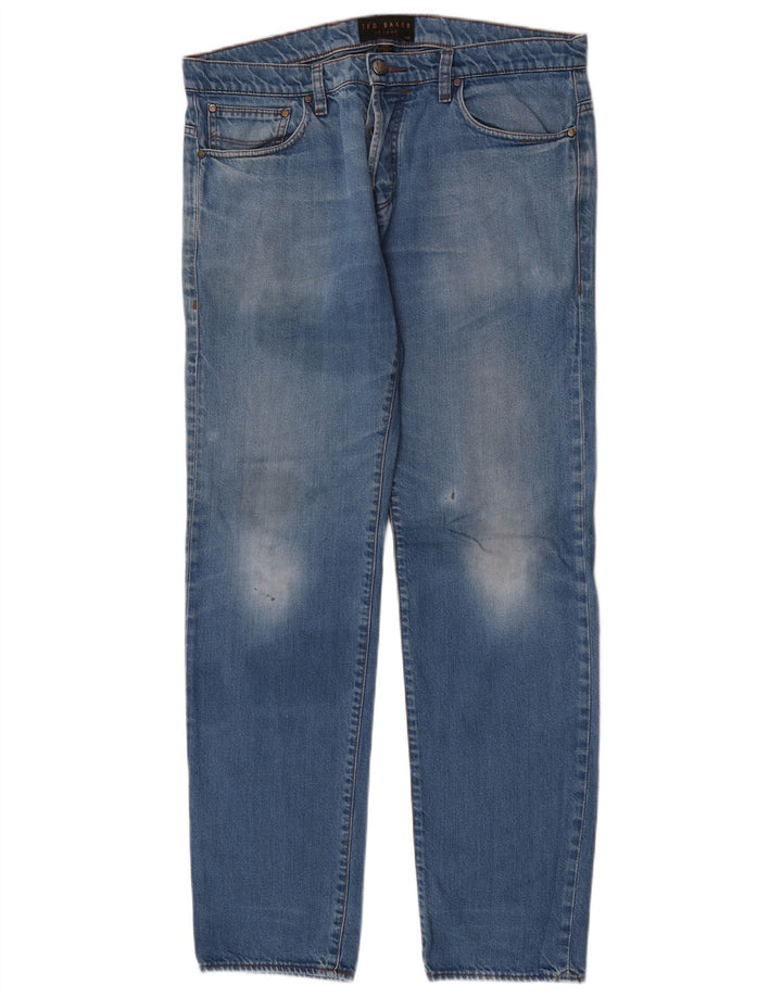 Jeans dritti da uomo Ted Baker W34 L32 poliestere blu