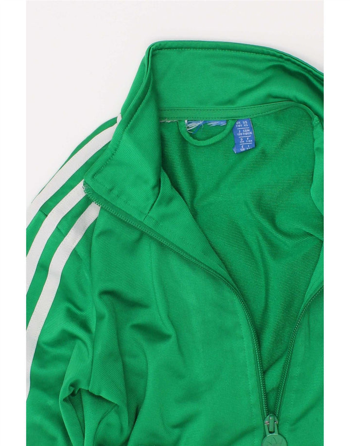 Giacca da ginnastica grafica da ragazzo Adidas 7-8 anni in poliestere verde