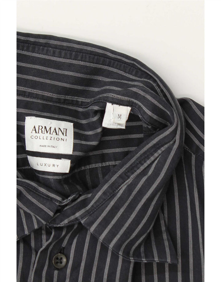Camicia Uomo Armani Collezioni Cotone Gessato Grigio Medio