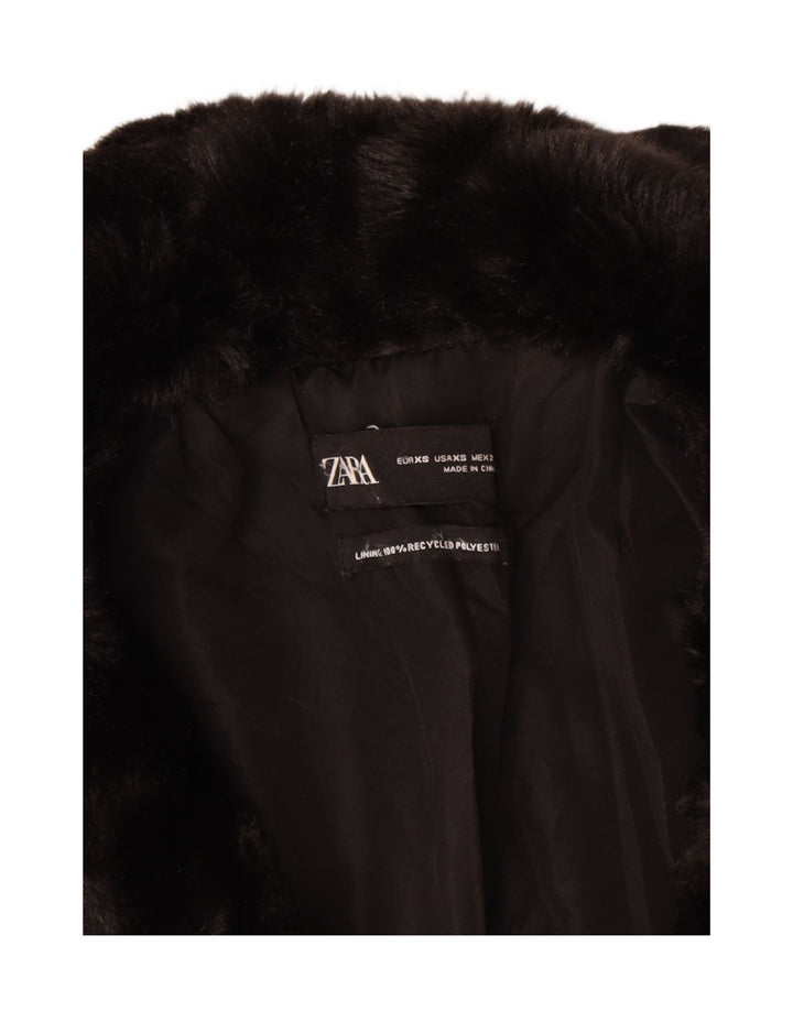 Cappotto oversize in pelliccia sintetica Zara da donna UK 6 XS poliestere nero