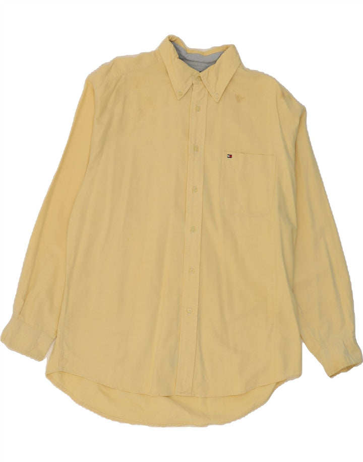 TOMMY HILFIGER Mens Shirt Large Yellow Cotton Vintage Tommy Hilfiger and Second-Hand Tommy Hilfiger from Messina Hembry 