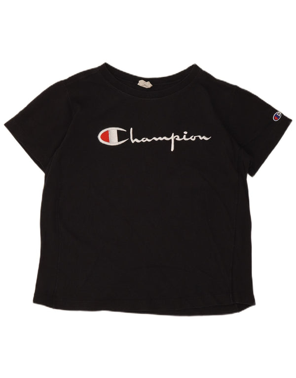 T-shirt grafica da donna Champion Top UK 10 piccola nera