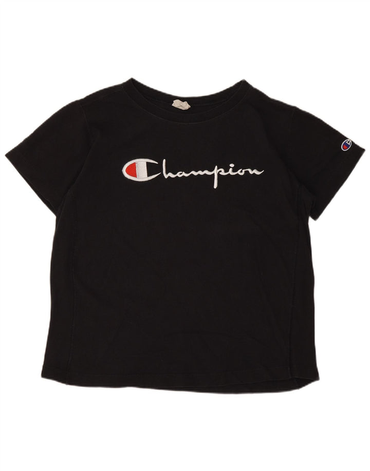 T-shirt grafica da donna Champion Top UK 10 piccola nera