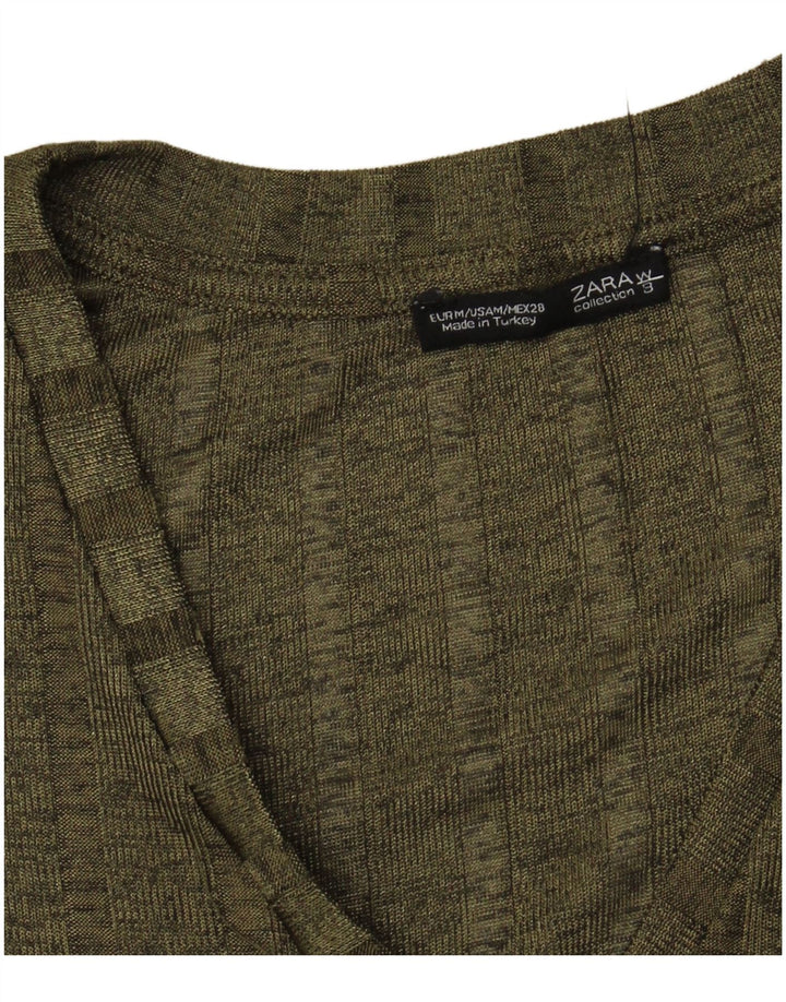 T-shirt lunga da donna Zara UK 14 verde medio chiazzato