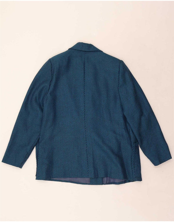 Giacca blazer doppiopetto vintage da donna UK 18 XL a righe blu