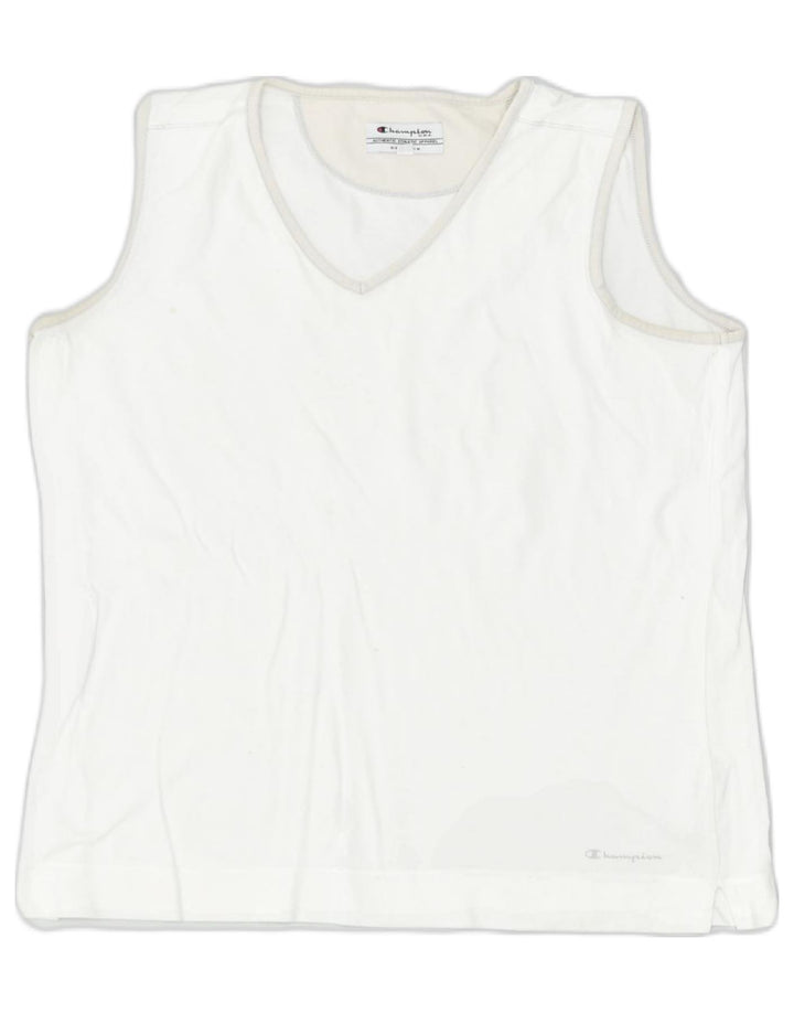CHAMPION Womens Vest Top UK 16 Large White Cotton | Vintage | Thrift | Second-Hand | Used Clothing | Messina Hembry 