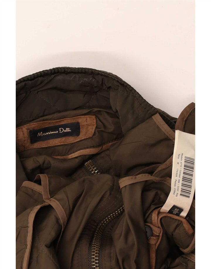 Giacca trapuntata da donna Massimo Dutti UK 14 nylon kaki medio