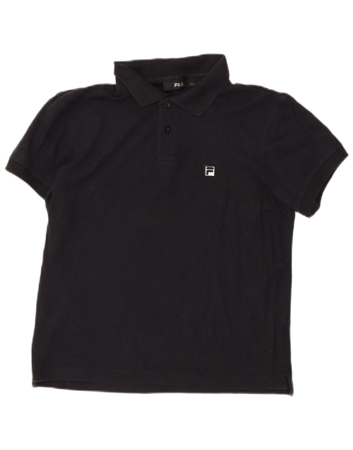Polo da uomo Fila in cotone nero medio