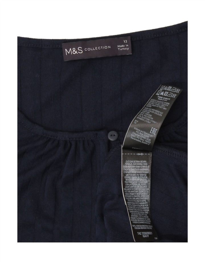 Abito a trapezio a maniche lunghe da donna Marks & Spencer UK 12 blu navy medio