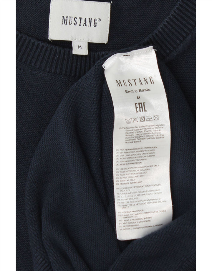 MUSTANG Mens Crew Neck Jumper Sweater Medium Navy Blue Cotton Vintage Mustang and Second-Hand Mustang from Messina Hembry 