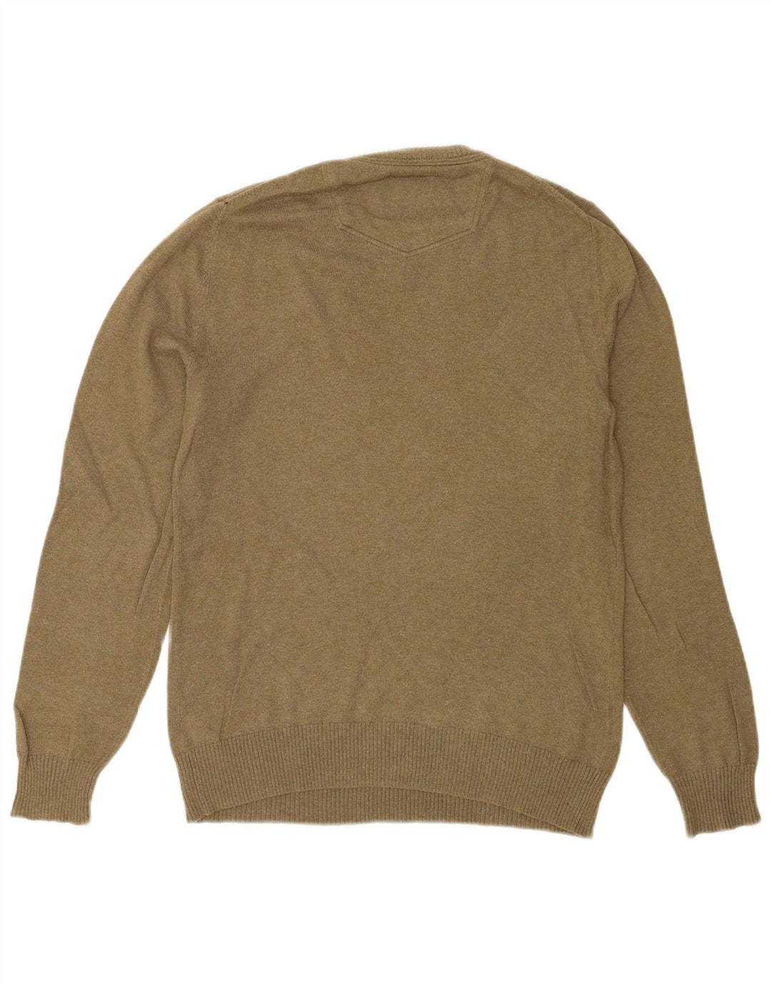 Maglione da uomo con scollo a V Fat Face piccolo in cotone kaki