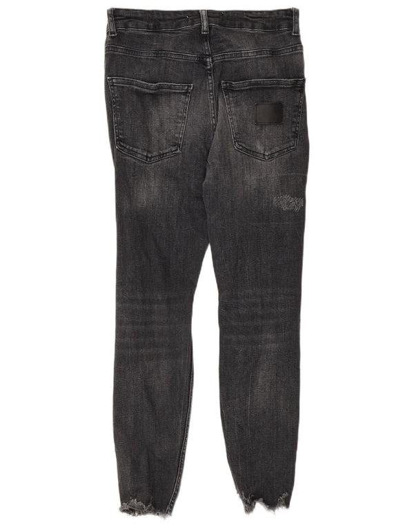 Jeans skinny invecchiati da uomo Zara EU 38 piccoli W30 L26 neri