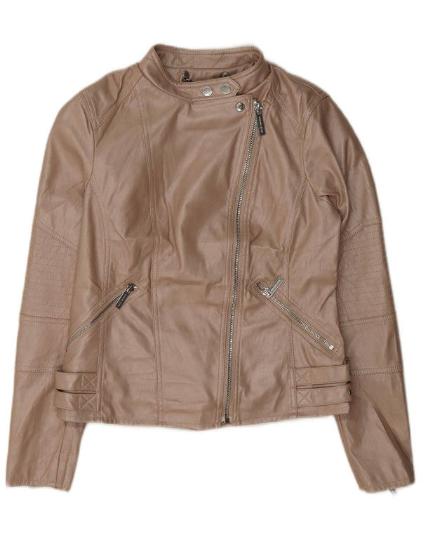Giacca da motociclista in ecopelle da donna Michael Kors UK 6 XS Beige