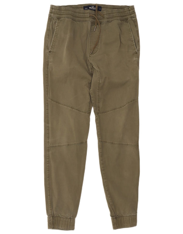 Hollister Uomo Joggers Pantaloni Casual Piccoli W28 L25 Cotone Cachi