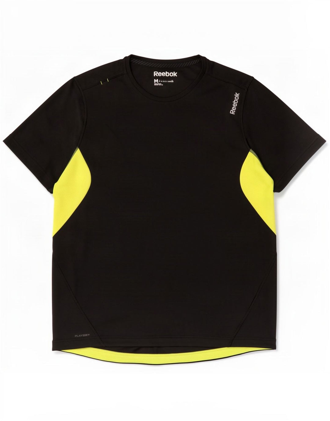 T-shirt Reebok da uomo Top medio nero in poliestere color block