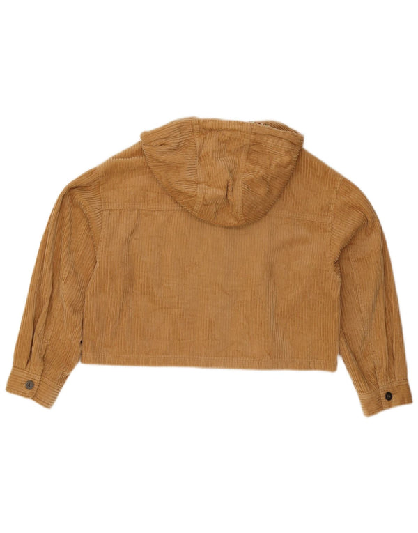 Giacca corta in velluto a coste oversize con cappuccio da donna Zara UK 10 piccola in cotone beige