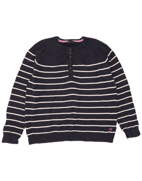 Crew Clothing Maglione da donna con collo a bottoni UK 18 XL a righe blu navy