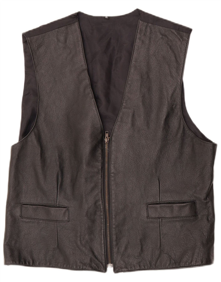 Gilet in pelle da uomo vintage XL in pelle nera