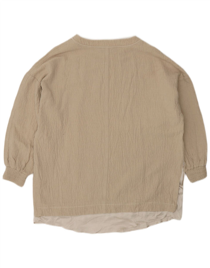 Top Blusa Oversize Da Donna Zara UK 6 XS Cotone Beige