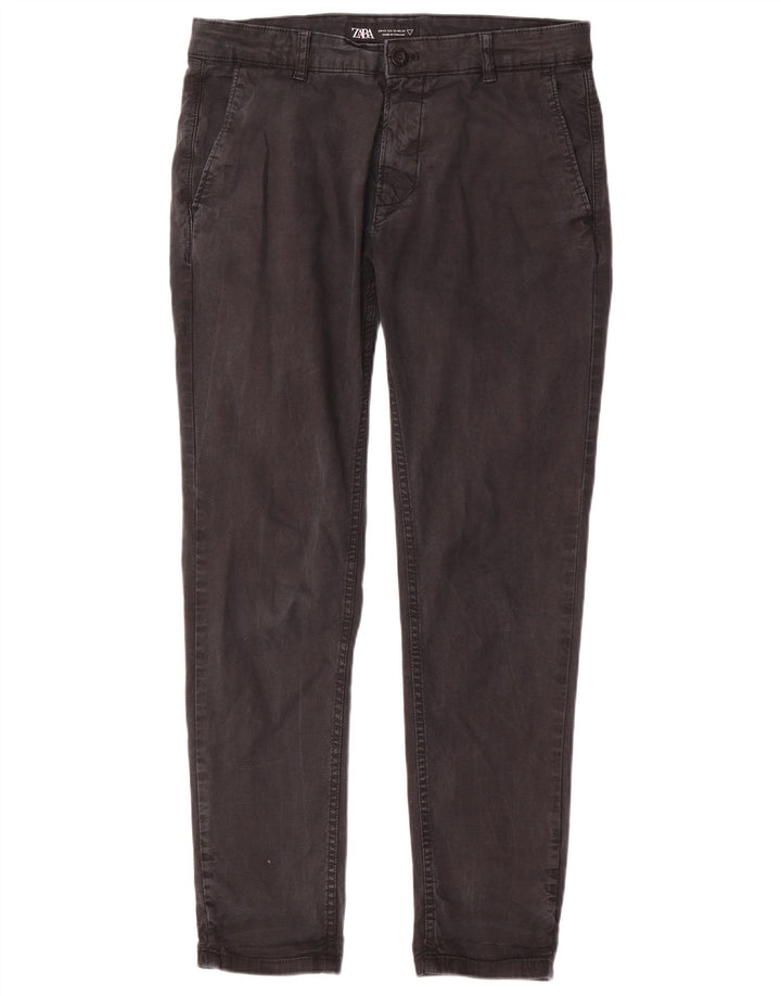 Pantaloni chino slim da uomo Zara EU 42 Large W32 L30 Grigio