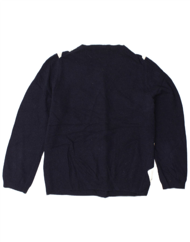 J. CREW Maglione cardigan da uomo UK 6 XS Blu navy Argyle/Diamante