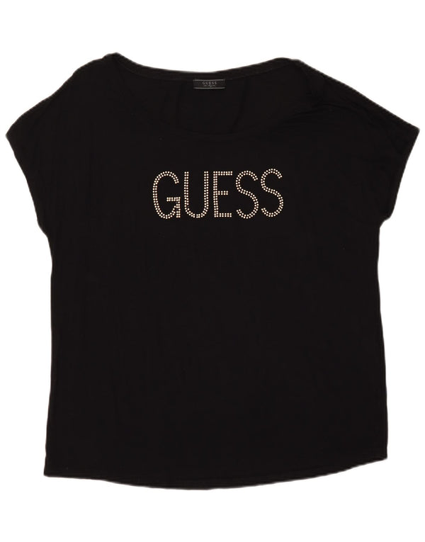 T-shirt grafica da donna Guess UK 20 2XL Nera