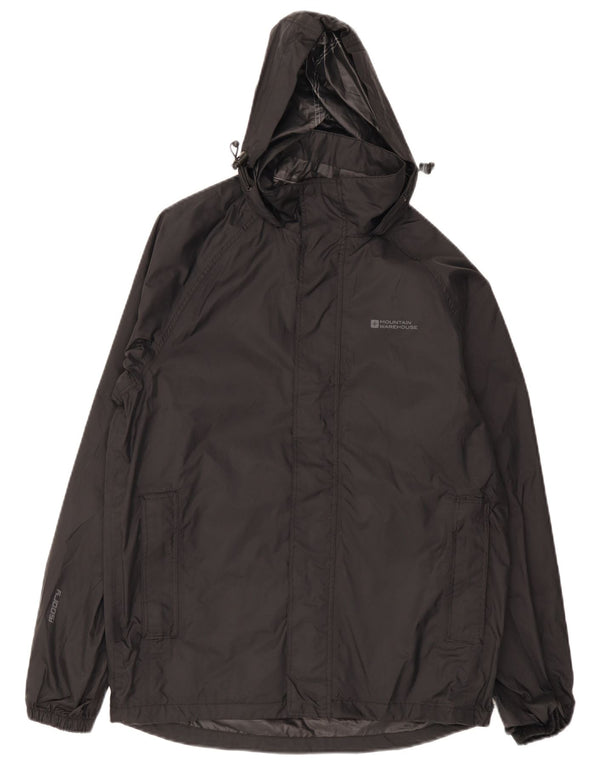 Mountain Warehouse Mens Hooded Rain Jacket UK 34 XS Black Nylon Sports