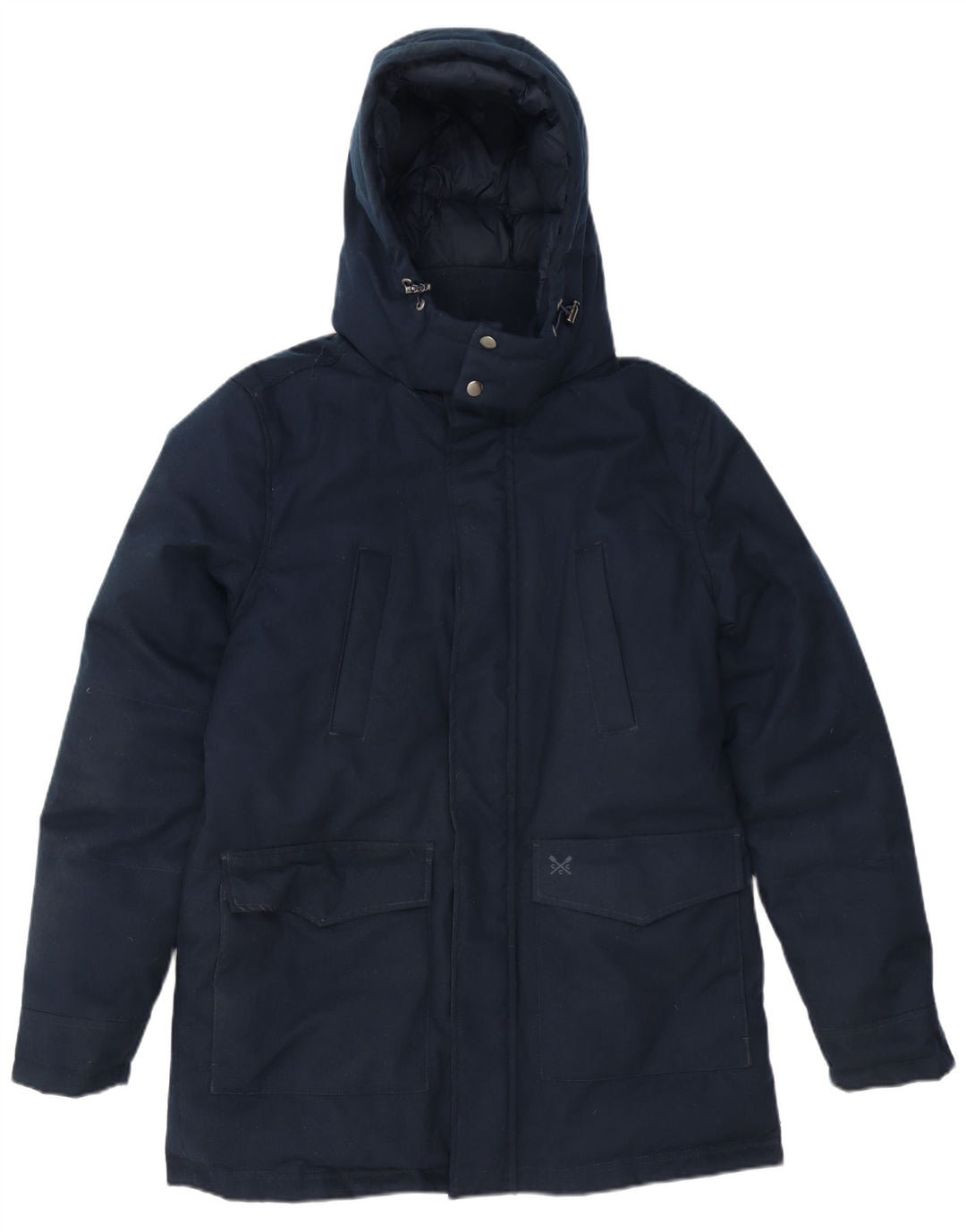 Crew Clothing Giacca imbottita con cappuccio da uomo UK 36 Small Poliestere blu navy