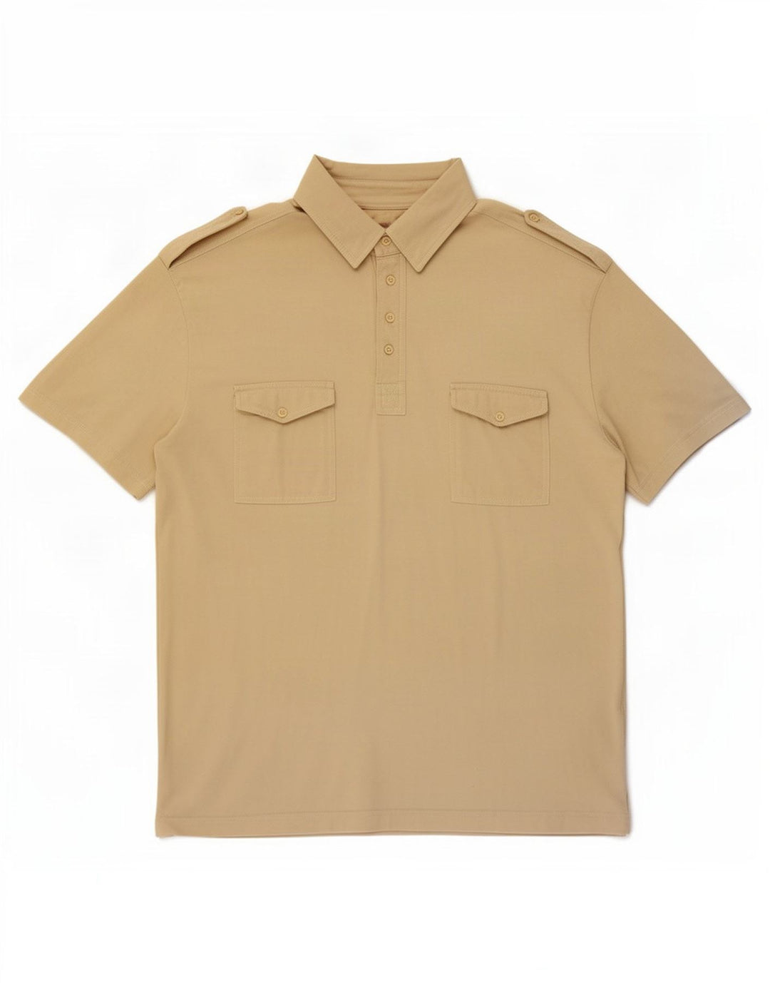 Camicia pullover militare a maniche corte vintage da uomo grande beige