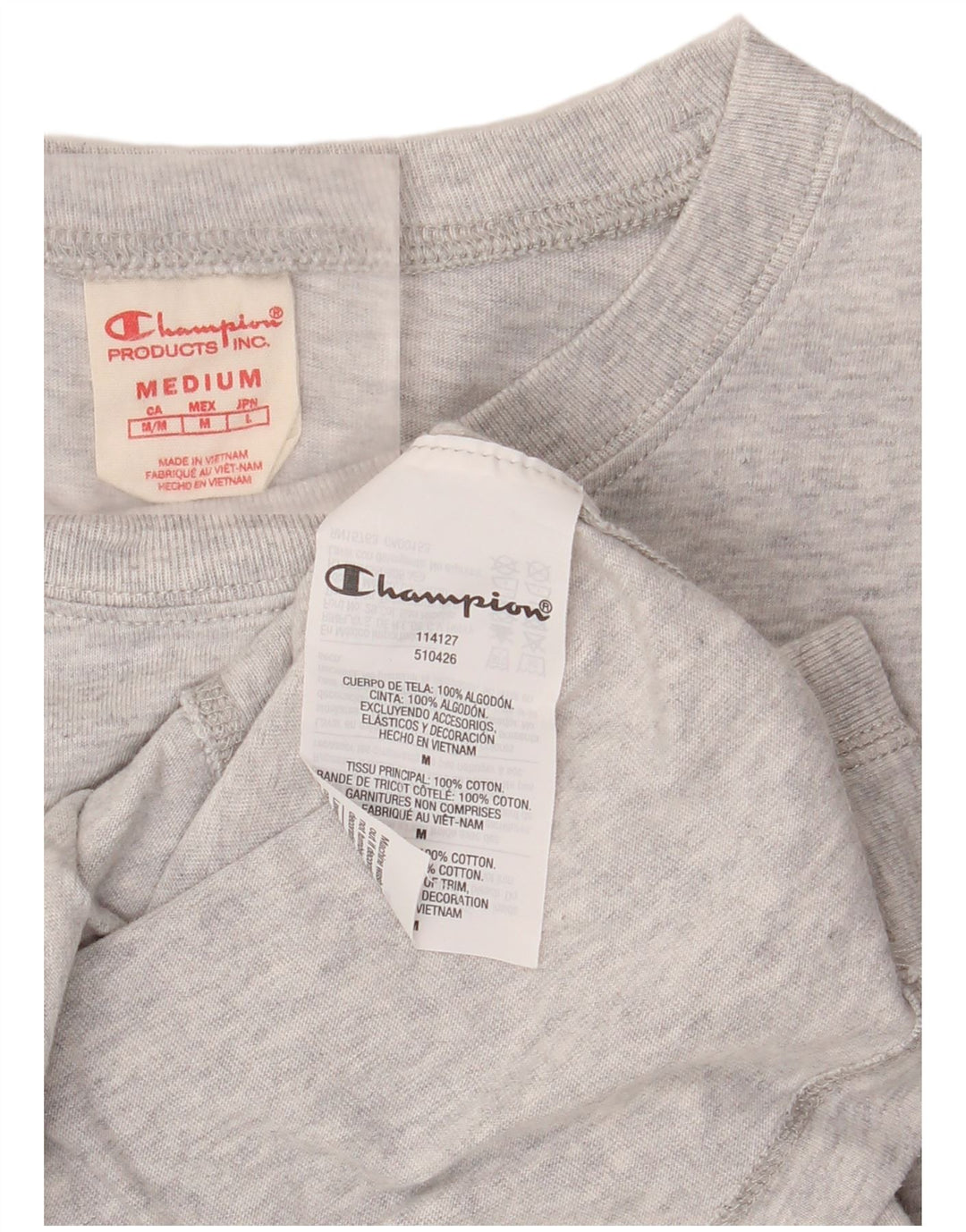 T-shirt da donna CHAMPION Top UK 14 Cotone screziato grigio medio