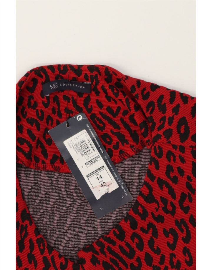 MARKS & SPENCER Womens Bolero Jacket UK 14 Large  Red Animal Print Vintage Marks & Spencer and Second-Hand Marks & Spencer from Messina Hembry 