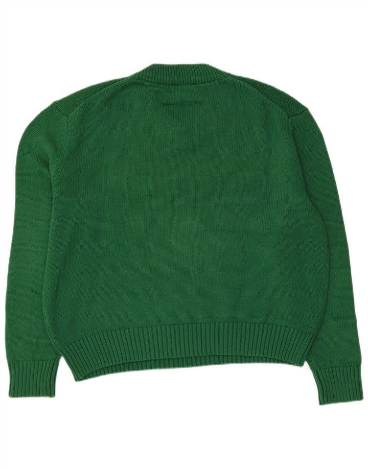 Maglione oversize con scollo a V da donna Zara UK 14 Cotone verde medio