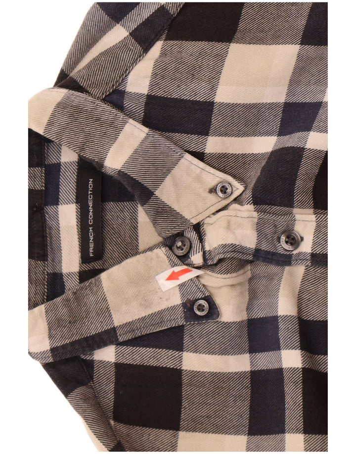 Camicia da uomo in flanella French Connection, cotone a quadri blu navy medio