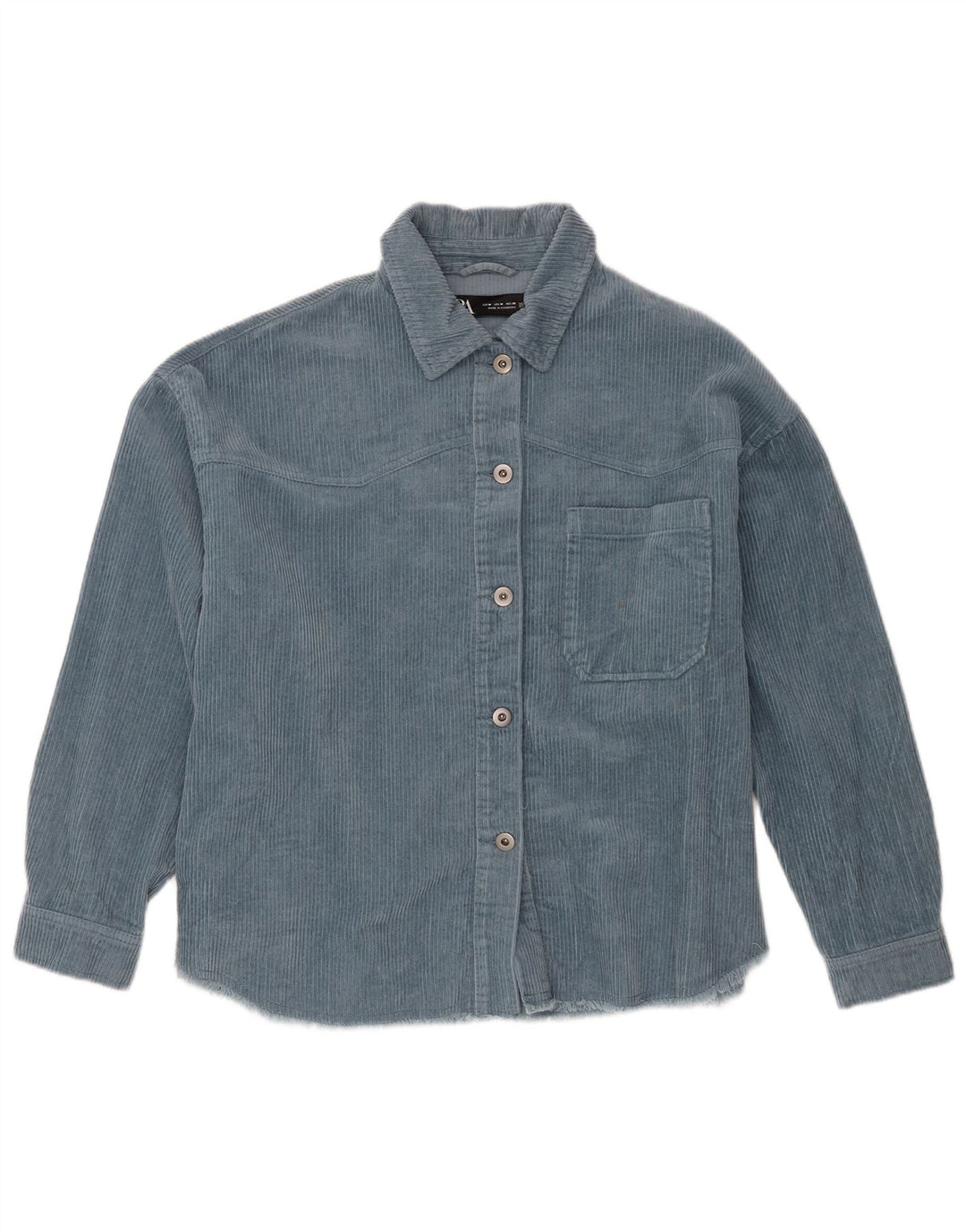Camicia da donna in velluto a coste oversize Zara UK 14 Cotone blu medio