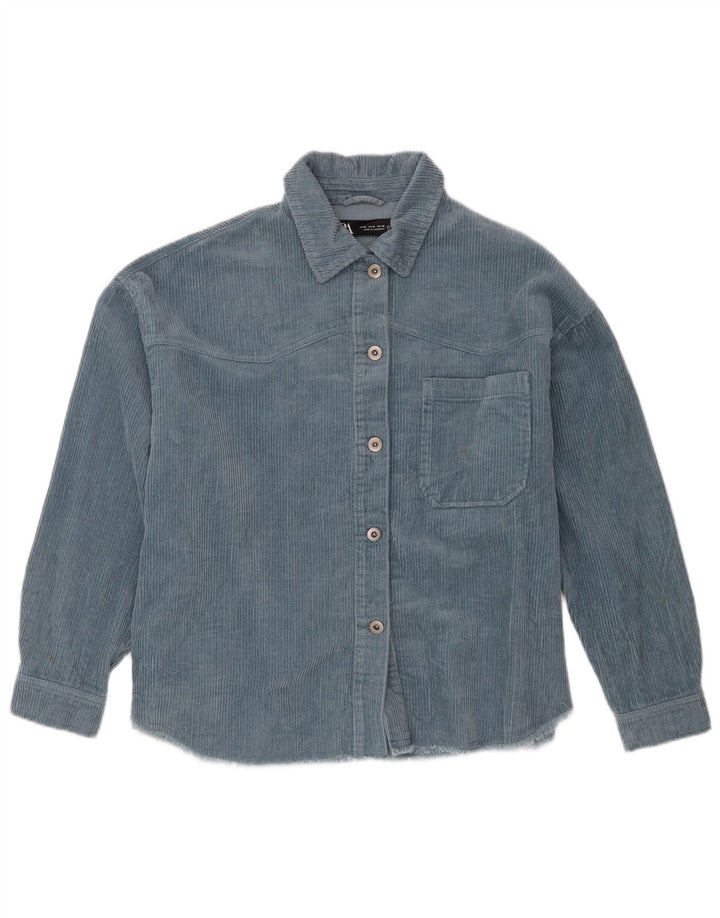 Camicia da donna in velluto a coste oversize Zara UK 14 Cotone blu medio