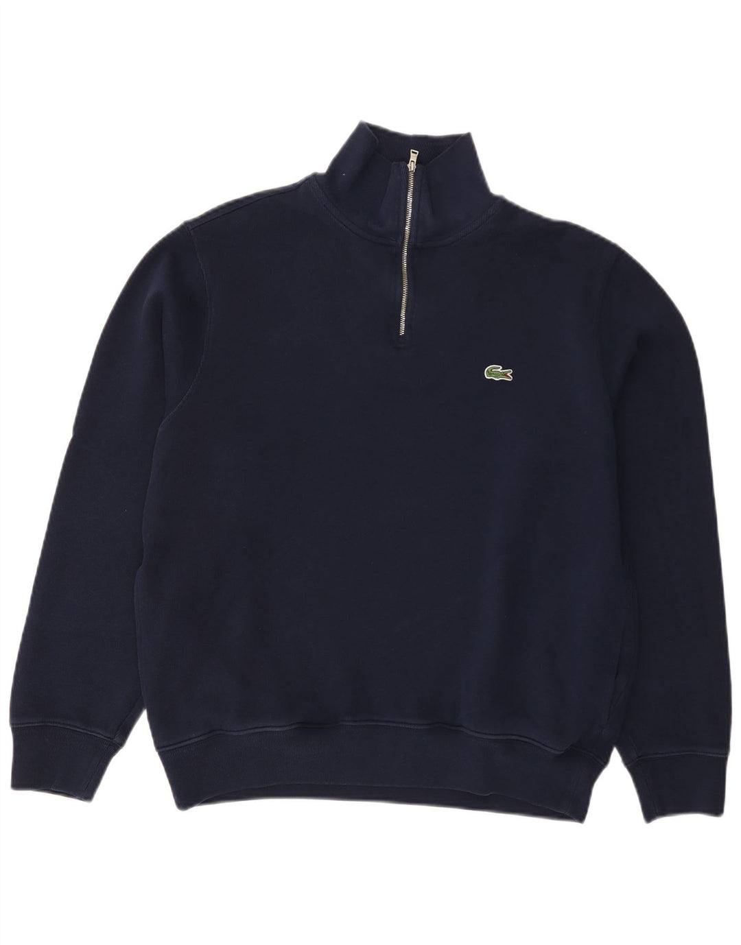 Maglione da uomo con zip e collo Lacoste taglia 5 grande in cotone blu navy