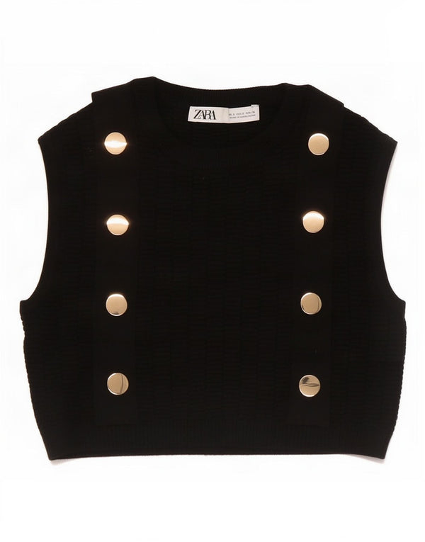 Canotta corta da donna Zara UK 4 XS viscosa nera