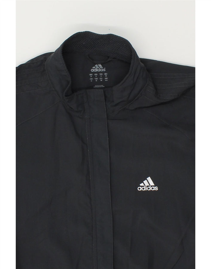 ADIDAS Womens Clima Proof Tracksuit Top Jacket UK 14 Large  Grey Polyester Vintage Adidas and Second-Hand Adidas from Messina Hembry 
