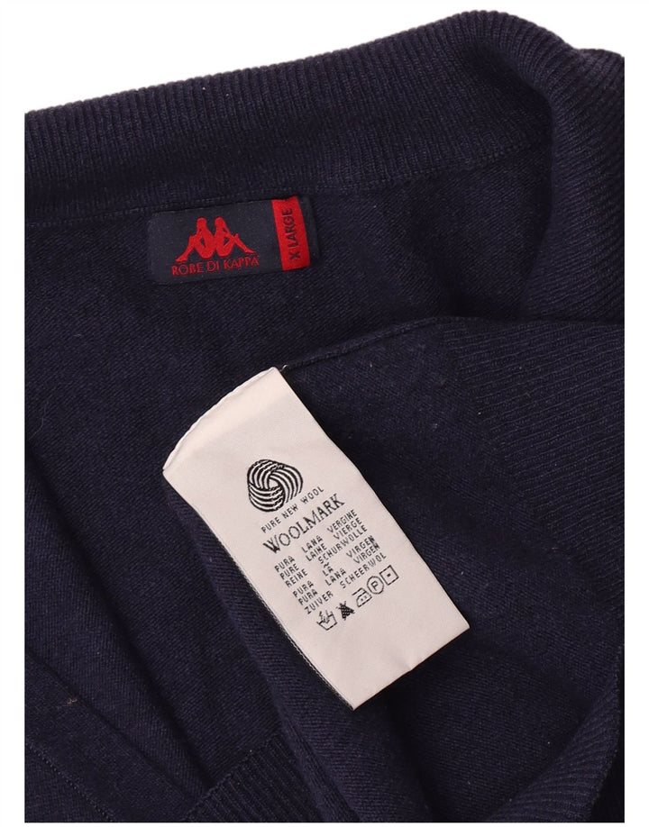 Maglione Cardigan Uomo Kappa XL Blu Navy Lana Vergine