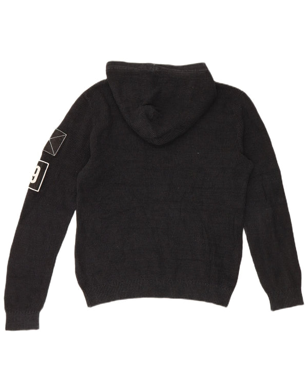 Maglione con cappuccio grafico da uomo Jack & Jones piccolo in cotone nero