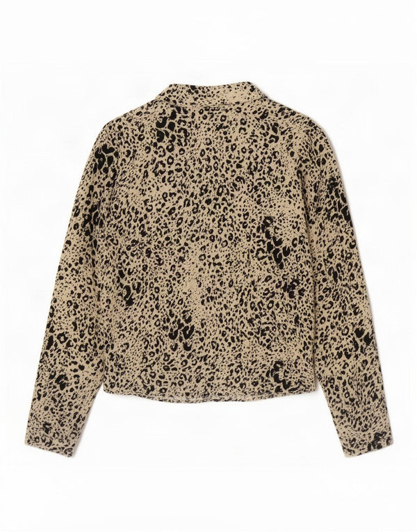 Camicia Zara Trafaluc da donna, camicetta UK 10 piccola viscosa beige con stampa animalier
