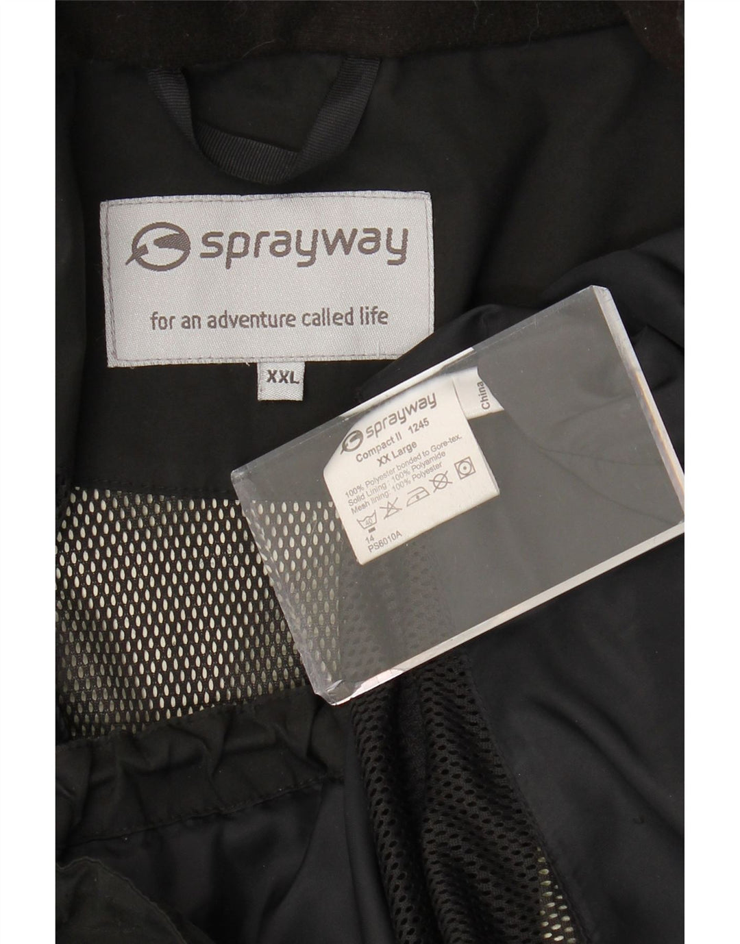 SPRAYWAY Giacca antipioggia da uomo con cappuccio UK 44 2XL Poliestere nero