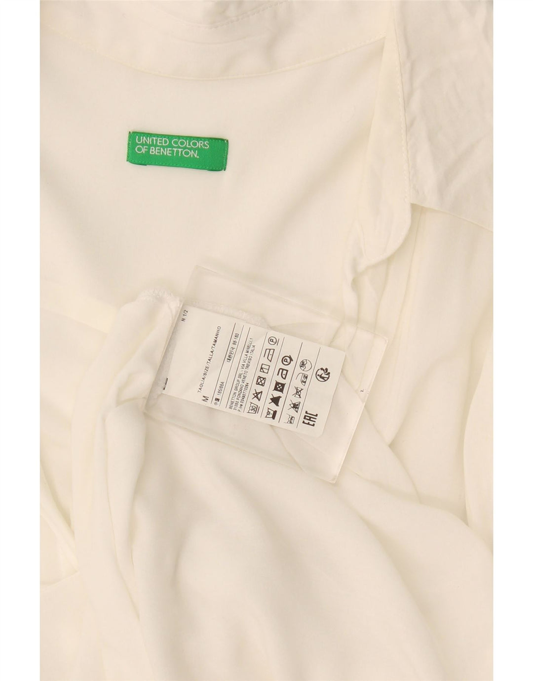 Camicetta camicia oversize da donna Benetton UK 14 Viscosa bianca media