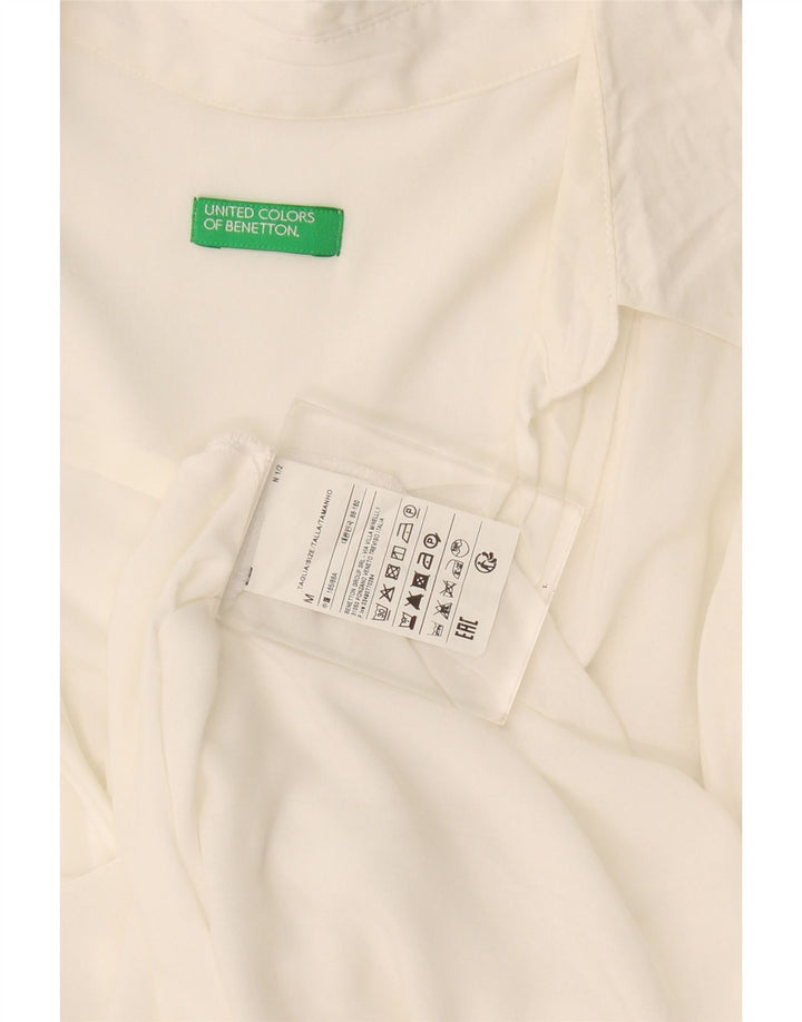 Camicetta camicia oversize da donna Benetton UK 14 Viscosa bianca media